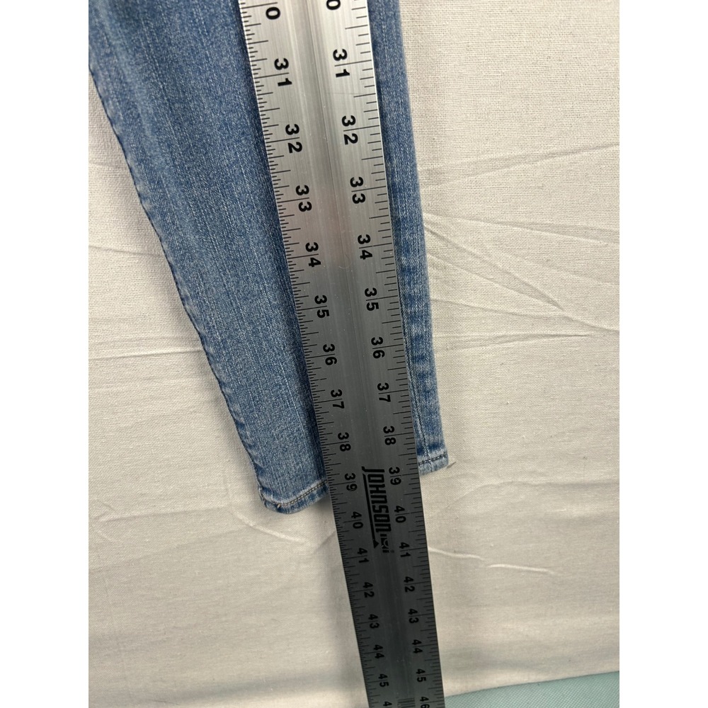 American Eagle High Waisted Distressed Skinny Jeans Medium Wash Blue Denim - Picture 4 of 12